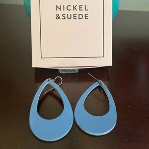 Nickel and Suede Blue Leather Earrings